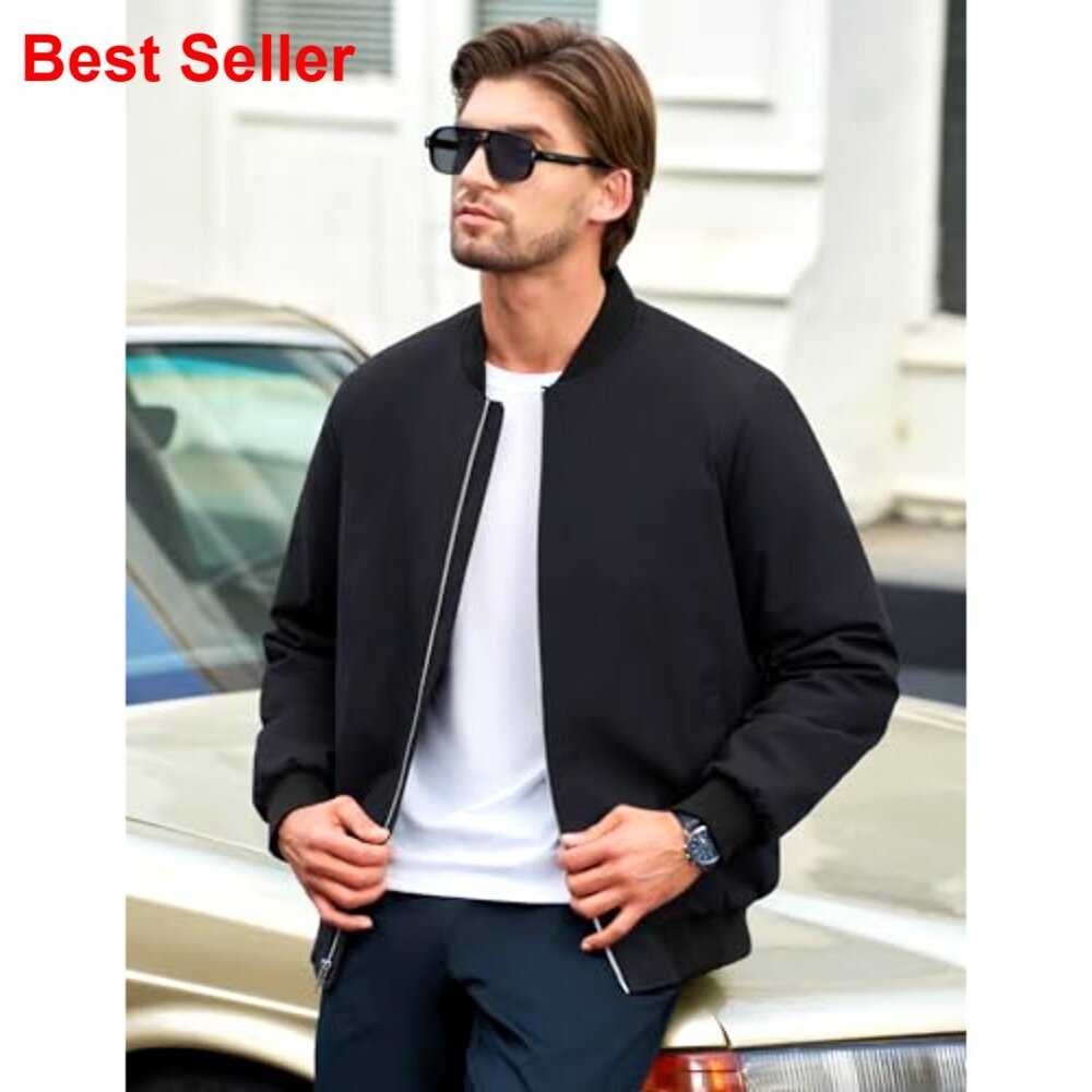 Polyester Bomber Jacket Windproof Padded Casual F… - image 3